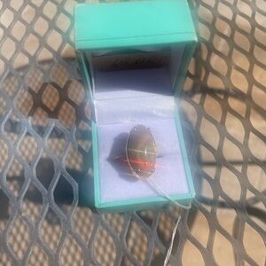 Unbranded Ethiopian Opal Ring with Green Fire, reds, yellow.